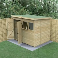 19% discount: 8' x 6' Forest Timberdale 25yr Guarantee Tongue & Groove Pressure Treated Double Door Pent Shed (2.48m x 2.02m)