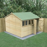 20% discount: 10' x 10' Forest Timberdale 25yr Guarantee Tongue & Groove Pressure Treated Double Door Reverse Apex Shed (3.21m x 3.05m)