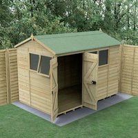 19% discount: 10' x 6' Forest Timberdale 25yr Guarantee Tongue & Groove Pressure Treated Double Door Reverse Apex Shed (3.05m x 2.03m)