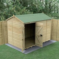 19% discount: 10' x 6' Forest Timberdale 25yr Guarantee Tongue & Groove Pressure Treated Windowless Double Door Reverse Apex Shed (3.05m x 2.03m)