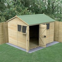 19% discount: 10' x 8' Forest Timberdale 25yr Guarantee Tongue & Groove Pressure Treated Double Door Reverse Apex Shed (3.05m x 2.61m)