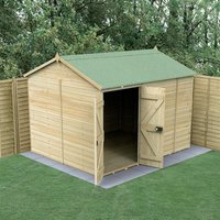 19% discount: 10' x 8' Forest Timberdale 25yr Guarantee Tongue & Groove Pressure Treated Windowless Double Door Reverse Apex Shed (3.05m x 2.61m)