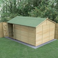 19% discount: 15' x 10' Forest Timberdale 25yr Guarantee Tongue & Groove Pressure Treated Windowless Double Door Reverse Apex Shed (4.53m x 3.21m)