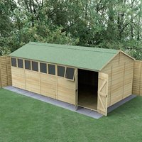 19% discount: 20' x 10' Forest Timberdale 25yr Guarantee Tongue & Groove Pressure Treated Double Door Reverse Apex Shed (6.00m x 3.21m)