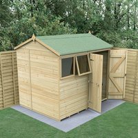 19% discount: 8' x 6' Forest Timberdale 25yr Guarantee Tongue & Groove Pressure Treated Double Door Reverse Apex Shed (2.46m x 2.03m)