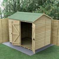 19% discount: 8' x 6' Forest Timberdale 25yr Guarantee Tongue & Groove Pressure Treated Windowless Double Door Reverse Apex Shed (2.46m x 2.03m)