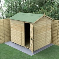 19% discount: 8' x 6' Forest Timberdale 25yr Guarantee Tongue & Groove Pressure Treated Windowless Reverse Apex Shed (2.46m x 2.03m)