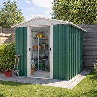 28% discount: 6'8 x 7'2 Yardmaster Green Apex Metal Shed (2.02m x 2.17m)