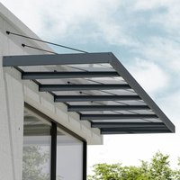 15% discount: 21â8 x 4â7 Palram Canopia Sophia XL 7000 Grey Clear Door Canopy (6.6m x 1.4m)