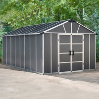 8% discount: 11' x 17.2' Palram Canopia Yukon Premium Dark Grey Plastic Shed with WPC Floor (3.32m x 5.19m)