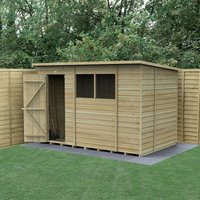 22% discount: 10' x 6' Forest 4Life 25yr Guarantee Overlap Pressure Treated Pent Wooden Shed (3.11m x 2.05m) - Next Working Day Delivery