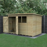 10' x 6' Forest Beckwood 25yr Guarantee Shiplap Pressure Treated Double Door Pent Wooden Shed (3.11m x 2.05m) - Next Working Day Delivery