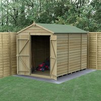 19% discount: 10' x 6' Forest 4Life 25yr Guarantee Overlap Pressure Treated Windowless Double Door Apex Wooden Shed (3.01m x 1.99m) - Next Working Day Delivery